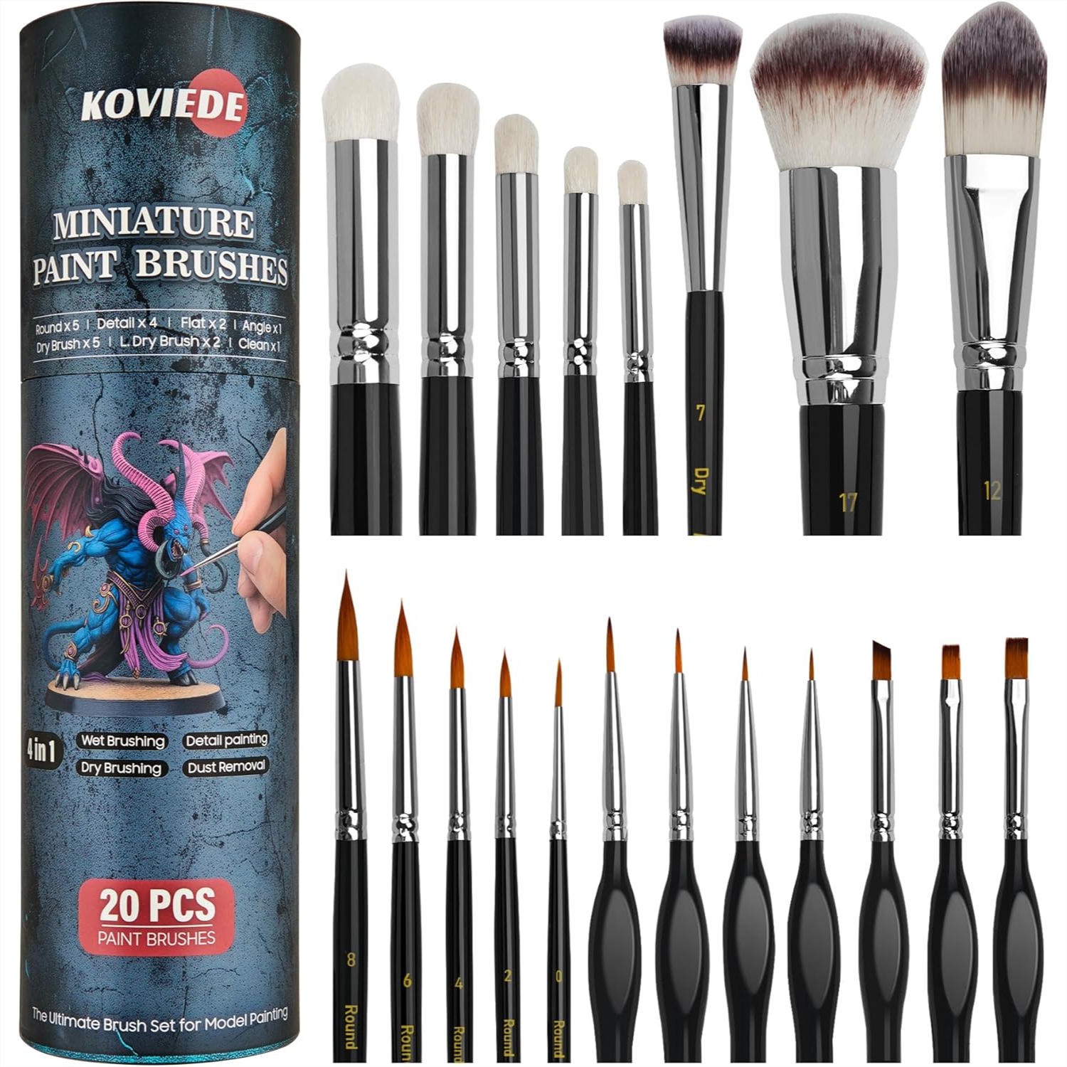 20Pcs Miniature Paint Brushes  - Detailing Brush Set avis et prix