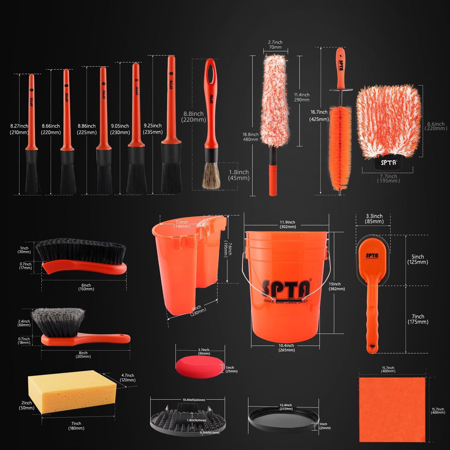 SPTA 33Pcs Car Wash 20L Bucket - Interior Detailing Kit avis et prix