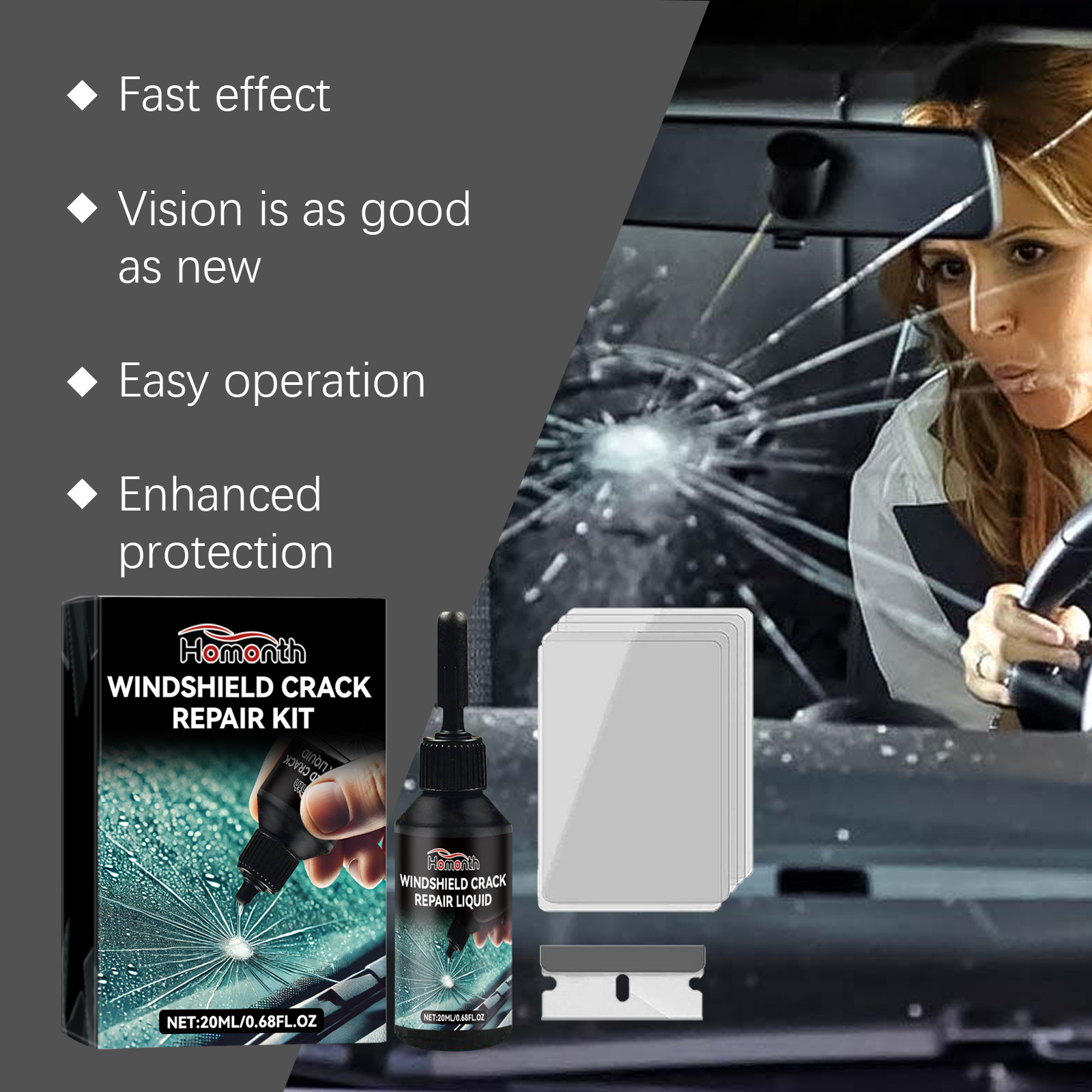 Car Glass Care Kit, Profession - Glass Cleaner Streak avis et prix